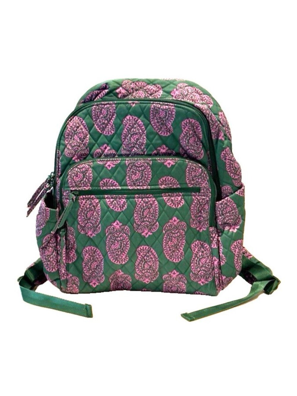 Vera Bradley Premium Cotton Bancroft Backpack Iconic Paisley Green Jacket NWOT